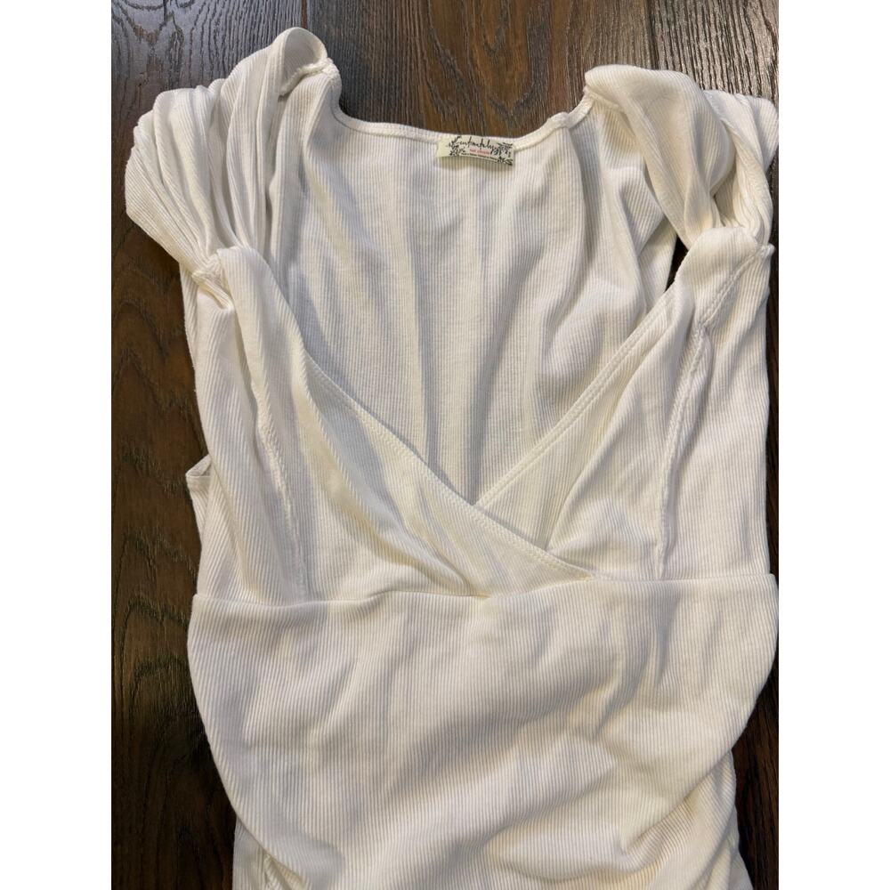 Free People Ribbed Sleeveless Vneck Bodysuit- Y2K vibe